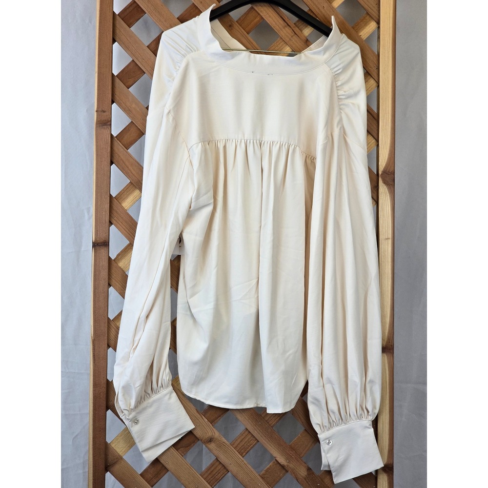 Dee Ocleppo Jane Button Front Blouse Womens XL Sea Salt Cream Long Sleeve - NEW